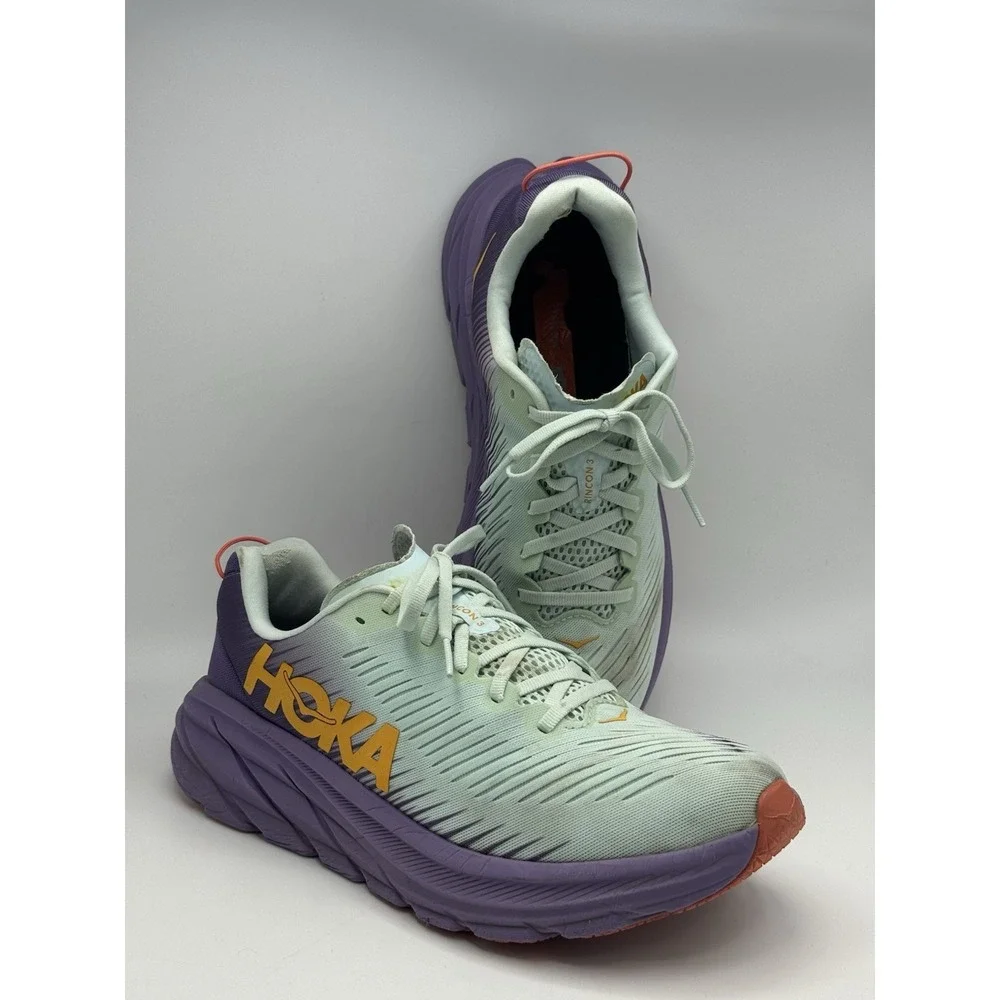 Hoka One One Rincon 3 Blue Glass Chalk Violet Running Walking Shoes Women's 10B